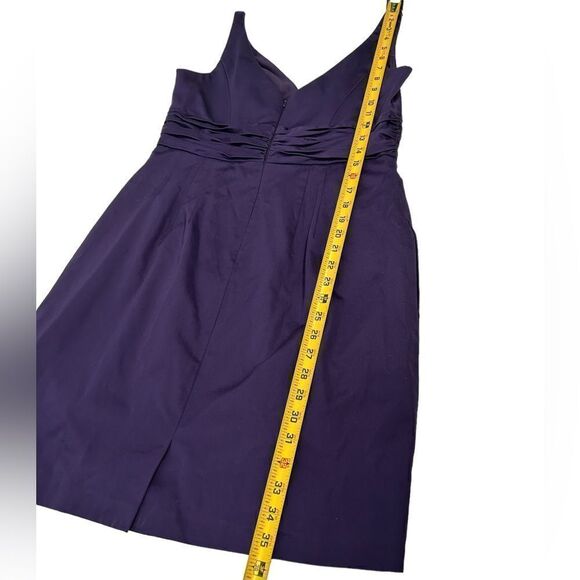 David’s Bridal Purple Short V-Neck Ruched Bridesmaid Dress A-Line Wedding Formal - Picture 7 of 7